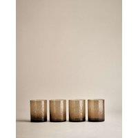 M&S Set of 4 Hammered Tumblers Brown