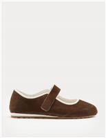 M&S Suede Single Strap Mary Jane Trainers Brown