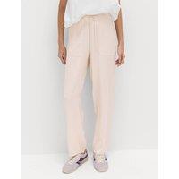 M&S Pull On Elasticated Waist Straight Leg Trousers Light Taupe