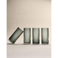 M&S Set of 4 Celine Ribbed Hi Ball Glasses Dark Grey