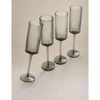 M&S Set of 4 Celine Ribbed Champagne Flutes Dark Grey