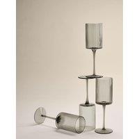 M&S Set of 4 Celine Ribbed Wine Glasses Dark Grey
