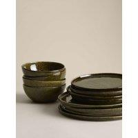 M&S 12 Piece Stoneware Dinner Set Khaki