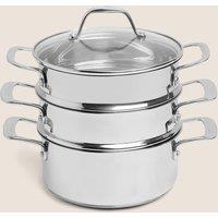 M&S Stainless Steel 3 Tier Steamer Silver