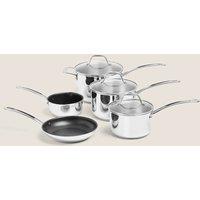 M&S 5 Piece Stainless Steel Pan Set Silver