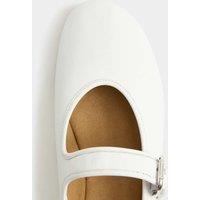 M&S Leather Mary Jane Buckle Flat Ballet Pumps White