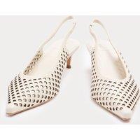 M&S Leather Laser Cut Slingback Sandals White