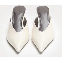 M&S Patent Slip On Kitten Heel Pointed Mules White