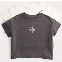 M&S 2 Pack Pure Cotton Cross Stitch T-Shirts (2-8 Yrs) Multi