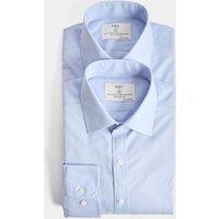 M&S Ultimate 2 Pack Regular Fit Non Iron Shirts Blue Mix