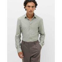 M&S Ultimate Regular Fit Non Iron Striped Shirt Green Mix