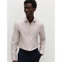M&S SARTORIAL Slim Fit Egyptian Cotton Dobby Shirt Neutral