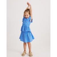 M&S 2 Piece Pure Cotton Shirred Outfit (2-8 Yrs) Royal Blue