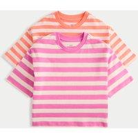 M&S 2 Pack Pure Cotton T-Shirts (2-8 Yrs) Ecru