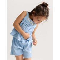 M&S 2 Piece Jersey Textured Outfit (2-8 Yrs) Blue