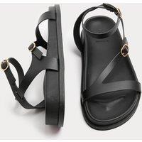 M&S Leather Buckle Ankle Strap Flat Sandals Black