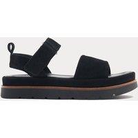 M&S Suede Ankle Strap Flatform Sandals Black