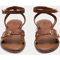 M&S Leather Buckle Ankle Strap Sandals Tan