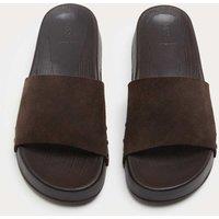 M&S Suede Platform Open Toe Clogs Brown