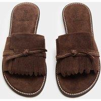 M&S Suede Fringed Flat Mules Brown