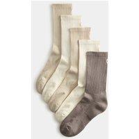 Goodmove 5pk Cotton Rich Cushioned Crew Socks Brown Mix