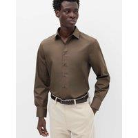 M&S Regular Fit Easy Iron Cotton Blend Shirt Mole