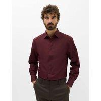 M&S Regular Fit Easy Iron Cotton Blend Shirt Burgundy