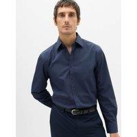 M&S Regular Fit Easy Iron Geometric Print Shirt Indigo Mix
