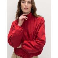 M&S Stormwear Lightweight Funnel Neck Gathered Jacket Red