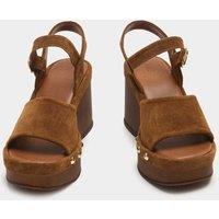 M&S Suede Studded Wedge Open Toe Clog Tan
