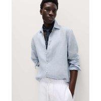 M&S Regular Fit Pure Linen Shirt Light Chambray