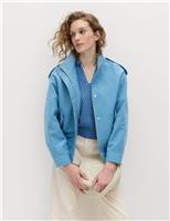 Suedette Funnel Neck Bomber Jacket