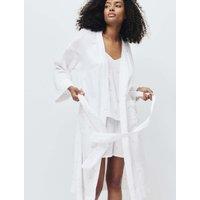 M&S Pure Cotton Muslin Floral Dressing Gown White Mix