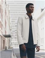 M&S Lightweight Linen Blend Harrington Jacket Neutral