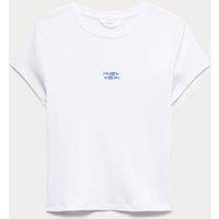 M&S Cotton Modal Ribbed Pyjama T-Shirt Blue Mix