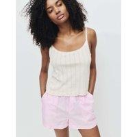 M&S Pure Cotton Pointelle Lace Cami Pyjama Top Ivory