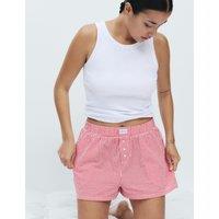 M&S Pure Cotton Seersucker Gingham Pyjama Shorts Red Mix