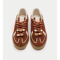 M&S Suede Bead Detail Trainers Tan