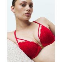 Boutique Vera Lace Wired Push Up Plunge Bra A-E Red