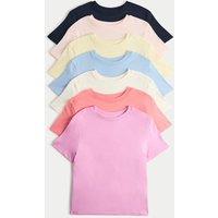 M&S 7 Pack Pure Cotton Jersey Short Sleeve T-Shirts (2-8 Yrs) Multi