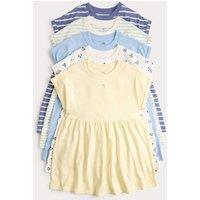 M&S 5 Pack Pure Cotton Jersey Dresses (2-8 Yrs) Multi