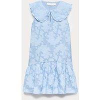 M&S Jacquard Collared Dress (6-16 Yrs) Blue Mix