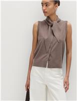 Tie Neck Button Through Knitted Waistcoat