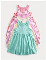 M&S 5 Pack Pure Cotton Dresses (2-8 Yrs) Multi