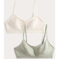 M&S 2 Pack Cotton First Bra Crop Tops Soft Green