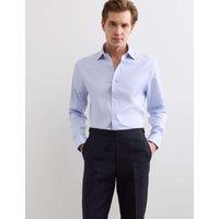 JAEGER Slim Fit Pure Cotton Luxury Textured Shirt Blue