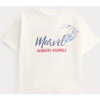 M&S Pure Cotton Marvel Avengers T-shirt (2-8 Yrs) Light Cream