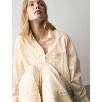 Autograph Pure Cotton Striped Revere Pyjama Set Yellow Mix