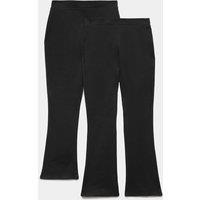 M&S 2 Pack Girls' Knitted Bootcut Trousers (9-18 Yrs) Black