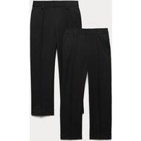 M&S 2 Pack Boys' Pleat Front Trousers (2-18 Yrs) Black
